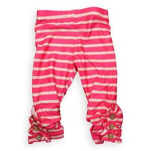 Cheeky Plum Pink Stripes Side Ruffle Legging 12-18 mos NWT